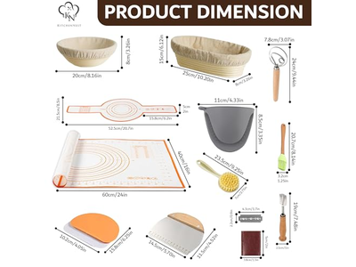 أدوات خبز حصائر سلة خبز خشبية للتخمير مع غطاء رئيسي
