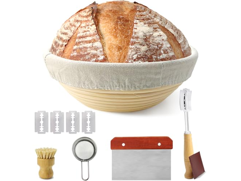 سلال تخمير بانيتون بلاستيكية طبيعية مجموعة خبز يدوية