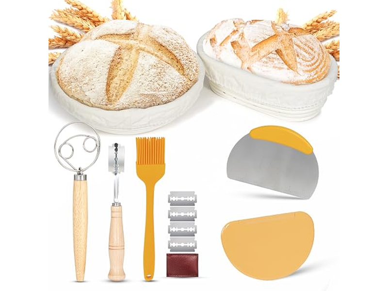 سلة تخمير بينيتون دائرية قماش خبز للخبز المنزلي مع غطاء