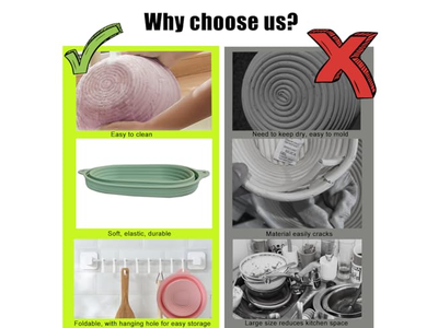 سلات تخمير الخبز للعجين المخمر من قصب البانيتون 9 بوصات