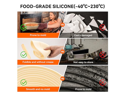 سلال بانيتون بيضاوية من لب الخشب مع بطانات 9 بوصات