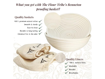 سلة بانيتون دائرية 10 بوصات من الخوص الفرنسي لتخمير الخبز