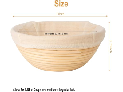 مجموعة سلة تخمير خبز بانيتون 2 مع إكسسوارات للعجين المخمر