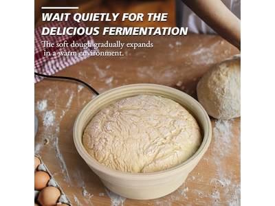 سلة تخمير بانيتون مع قماش فيتنام وعاء روطان للخبز