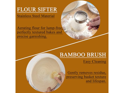 سلال تخمير بانيتون بلاستيكية طبيعية مجموعة خبز يدوية