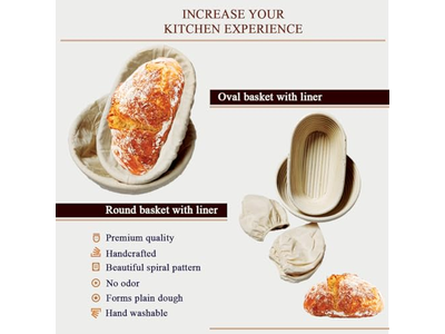 سلة خبز بينيتون قابلة لإعادة الاستخدام مع غطاء تخمير مصغر