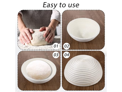 سلة خبز مع غطاء سلال تخمير قماش التخمير