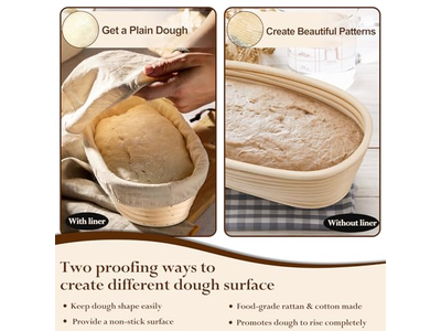 سلة تخمير بروتفورم 1 كجم 9 بوصات بيضاوية بانيتون مصنوعة يدويًا بحجم كبير مخصص