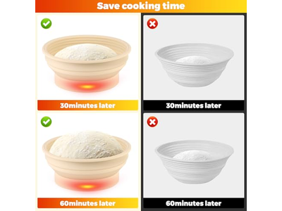 سلة تخمير الخبز القابلة للطي مع مقياس خبز ورف سقف مسطح أسود